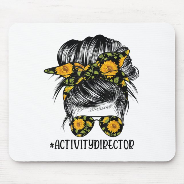 Mousepad Activity Director Messy Hair Woman Bun Sunflower H (Frente)
