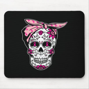 Mousepad Açúcar Crânio Rosa Fita Fita Legal Cancer da Mama