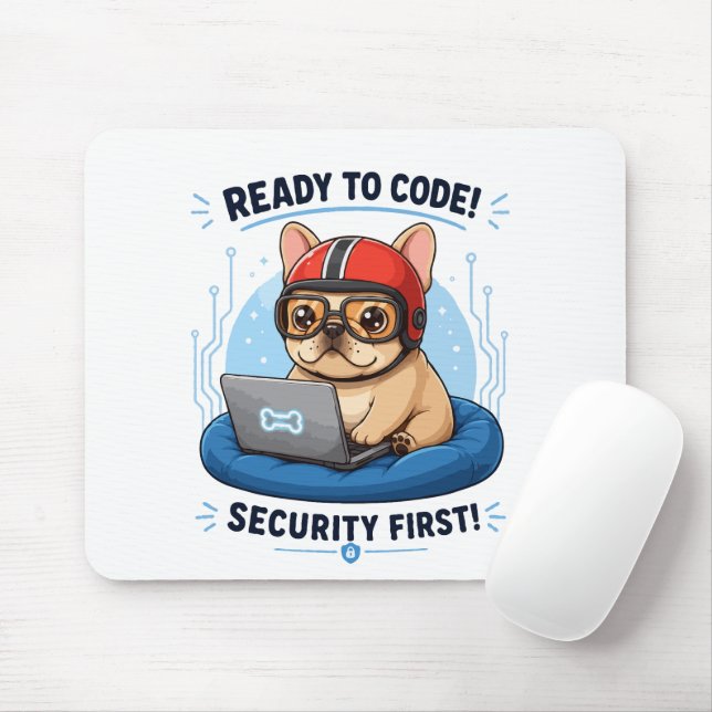 Mousepad Adesivo de Cachorro de Cibersegurança de Codificad (Com mouse)