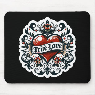 Mousepad Adesivo de tatuagem de coração de amor verdadeiro 