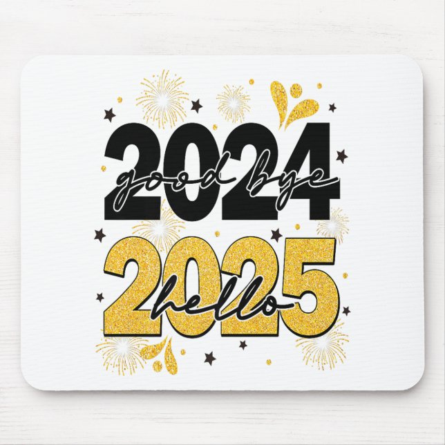 Mousepad Adeus 2024 Olá Felizes anos novos do Fireworks 202 (Frente)