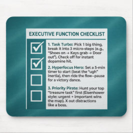 Mousepad ADHD Productivity Executive Function Checklist