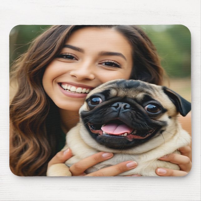 Mousepad Adicionar Foto de Pug Personalizar Customizar (Frente)
