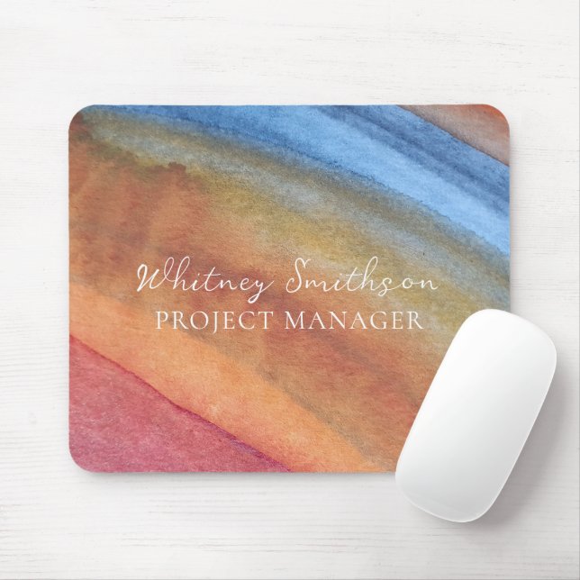 Mousepad Adicionar nome Abstrato simples castanho e aquarel (Com mouse)