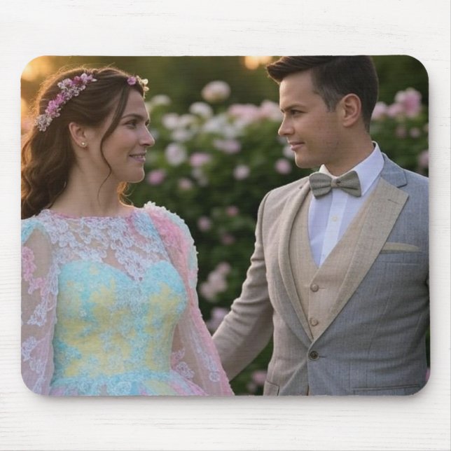 Mousepad Adicionar Personalização de Foto de Casamento (Frente)