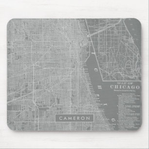Mousepad Adicionar Seu Nome  Mapa da cidade de Chicago