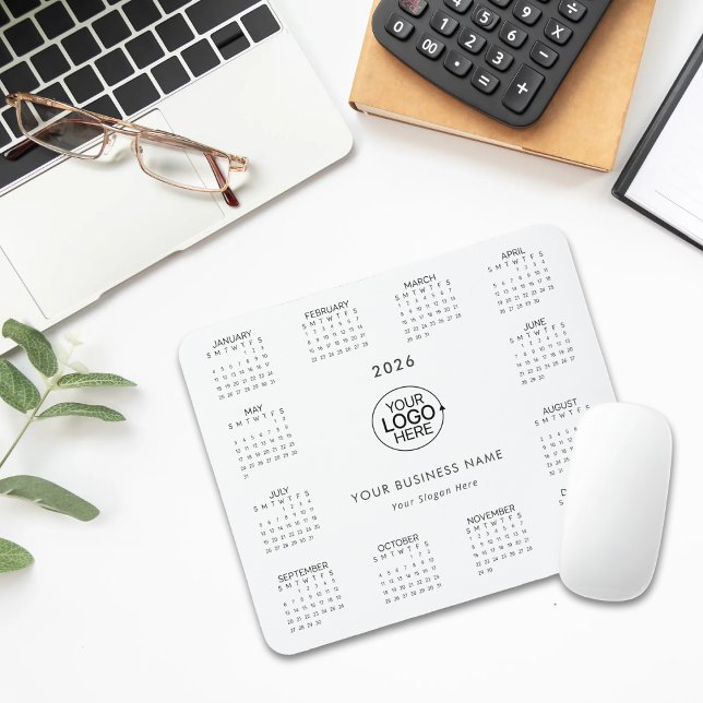 Mousepad Adicionar Simples Seu Calendário De Tipografia De  (Simple Add Your Logo Typography Calendar 2026 Mouse Pad)