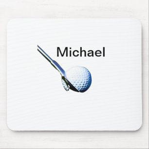 Mousepad Adicione o texto do seu nome taco de golfe equipam