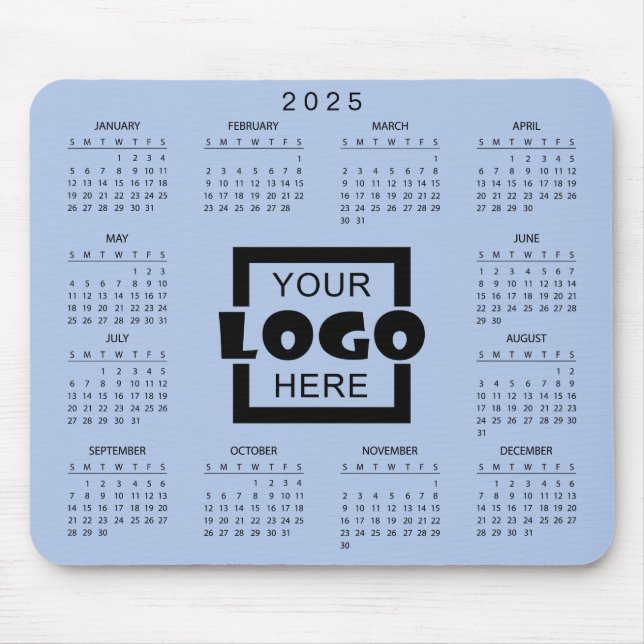 Mousepad Adicione seu logotipo de empresa para 2025 Calendá (Frente)