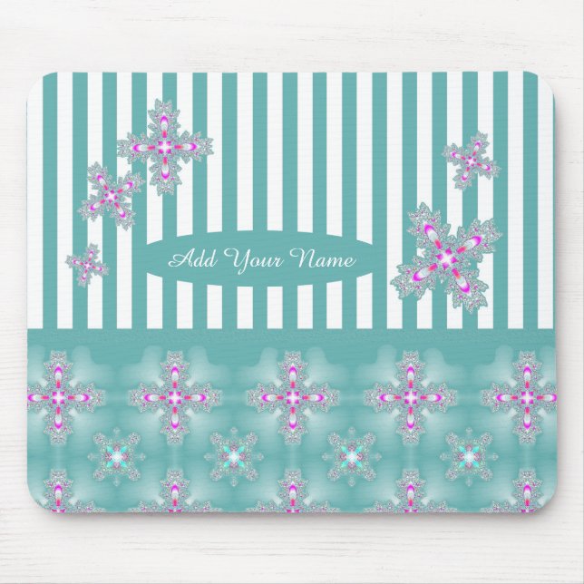 Mousepad Adicione seu nome, Flores Artdeco no Estilo Retroa (Frente)