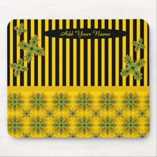 Mousepad Adicione seu nome, Flores Artdeco no Estilo Retroa