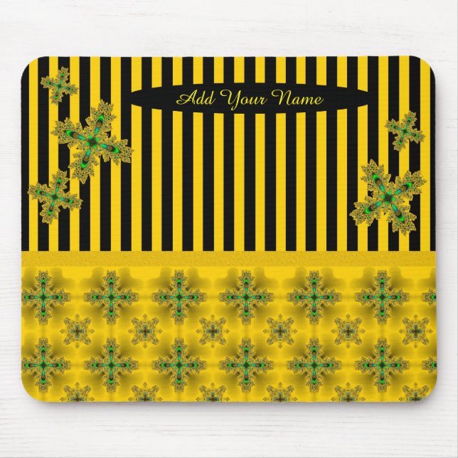 Mousepad Adicione seu nome, Flores Artdeco no Estilo Retroa (Frente)
