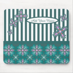 Mousepad Adicione seu nome, Flores Artdeco no Estilo Retroa