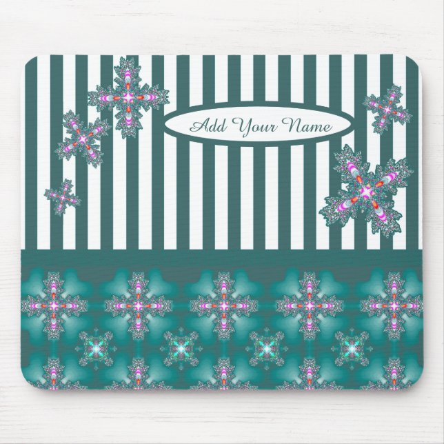 Mousepad Adicione seu nome, Flores Artdeco no Estilo Retroa (Frente)