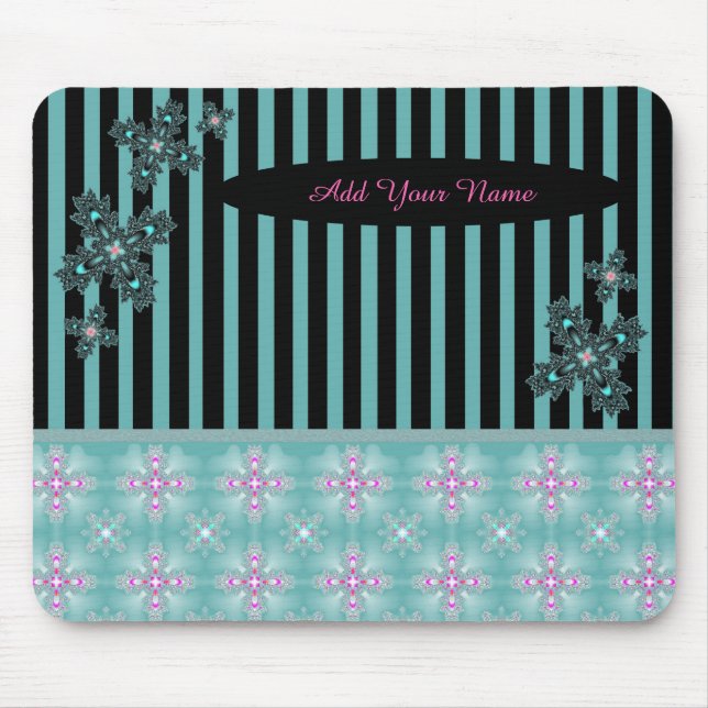 Mousepad Adicione seu nome, Flores Artdeco no Estilo Retroa (Frente)