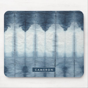 Mousepad Adicione seu nome Shibori Indigio Impressão