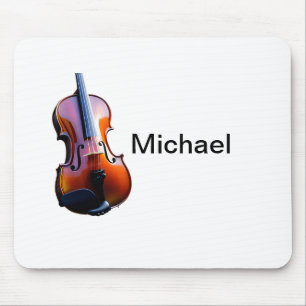 Mousepad Adicione seu nome texto violino marrom amante da m