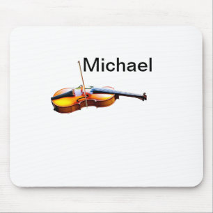 Mousepad Adicione seu nome texto violino marrom música aman