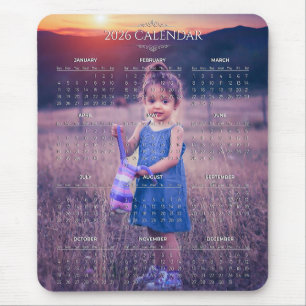 Mousepad Adicione Seu Próprio Calendário de Fotos 2026 Mo