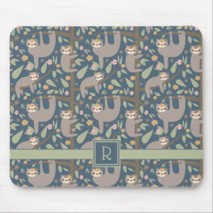 Mousepad Adicione seu teste padrão floral   bonito inicial