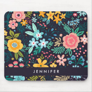 Mousepad Adicione seu teste padrão floral colorido bonit