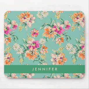 Mousepad Adicione seu teste padrão floral do esboço  