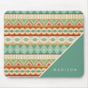 Mousepad Adicione seu teste padrão tribal da aguarela