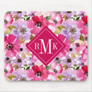 Mousepad Adicione sua aguarela do verão do monograma  