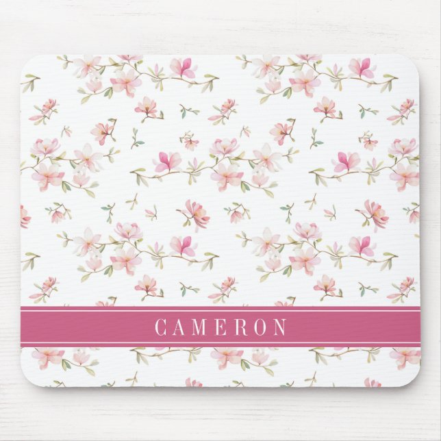 Mousepad Adicione sua flor cor-de-rosa | macia conhecida da (Frente)