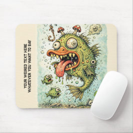 Mousepad Adicione sua foto e seu texto estranho Peixe engra