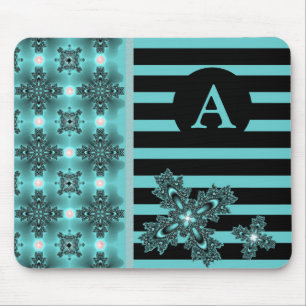 Mousepad Adicione suas flores de Artdeco monograma no estil