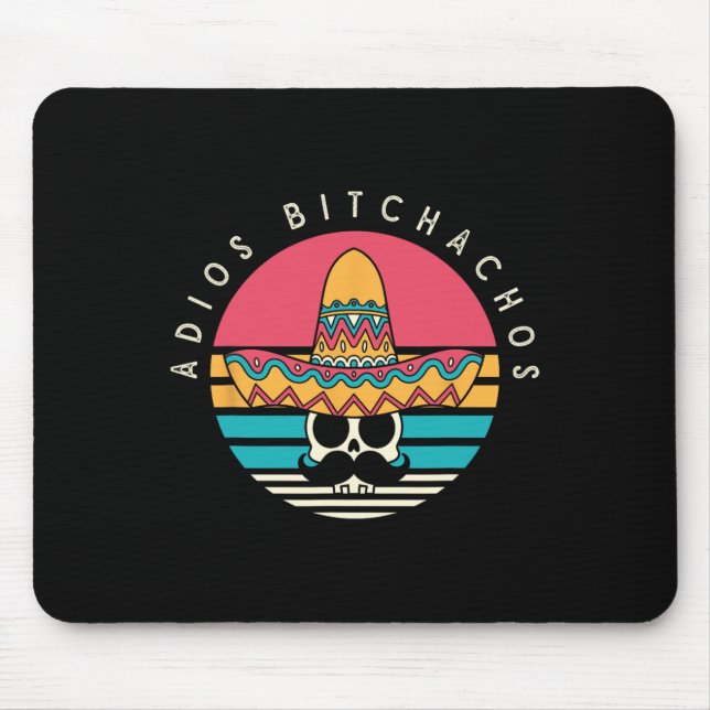 Mousepad Adios Achos Funny Skull Sombrero Retro Cinco De Mã (Frente)