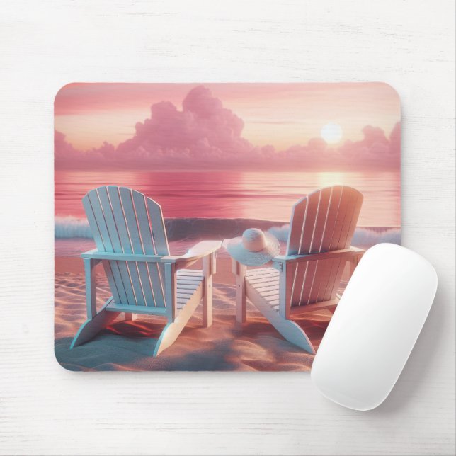 Mousepad Adirondack Chairs No Pink Sunset (Com mouse)