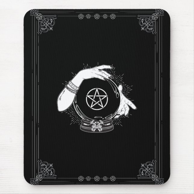 Mousepad Adivinho Místico Negro Bola de Cristal Mística (Frente)