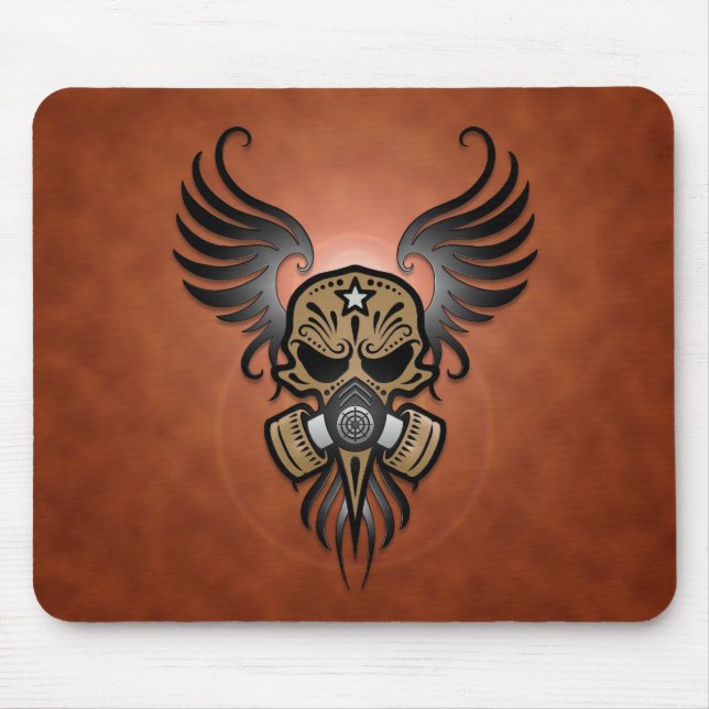 Mousepad Adoce o crânio com máscara de gás & asas (o (Frente)