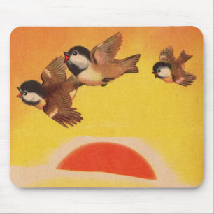 Mousepad adoráveis passarinhos saudam a manhã
