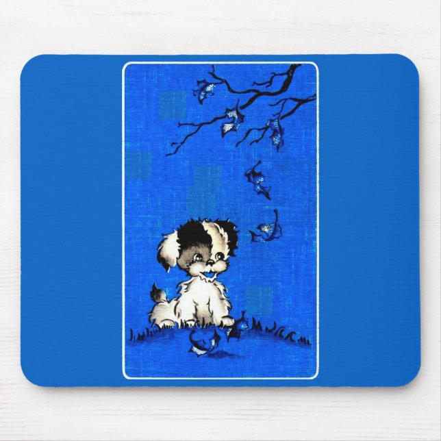 Mousepad adorável cachorrinho no outono (Frente)