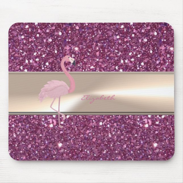 Mousepad Adorável Flamingo Rosa Fofo Em Brilho (Frente)