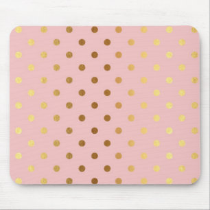 Mousepad Adorável Flores de Pontos Polka Dourados Falsos