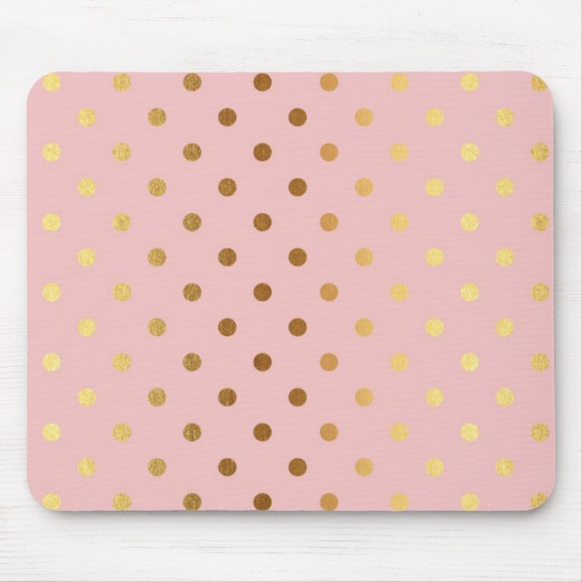 Mousepad Adorável Flores de Pontos Polka Dourados Falsos (Frente)