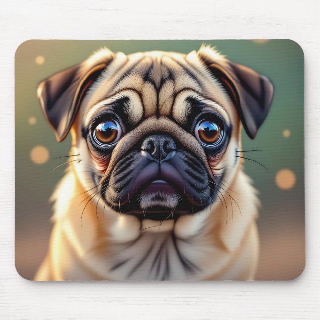 Mousepad Adorável Pug Close up | Cachorro Fofo  (Frente)