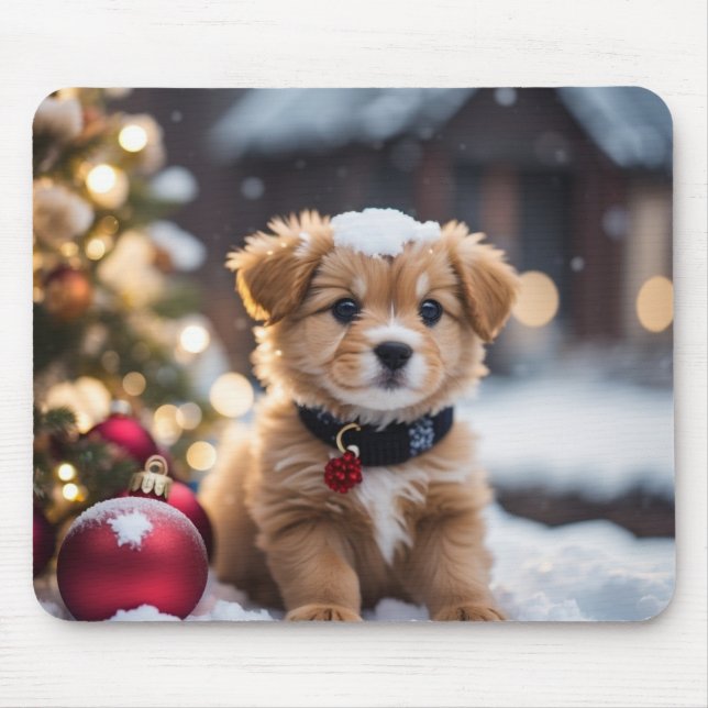 Mousepad Adorável Ratinho de Natal para Mouse (Frente)