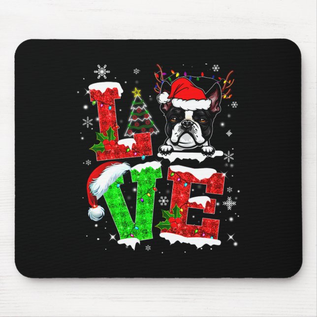 Mousepad Adoro Boston Terrier Santa Hap Cachorro de Natal L (Frente)