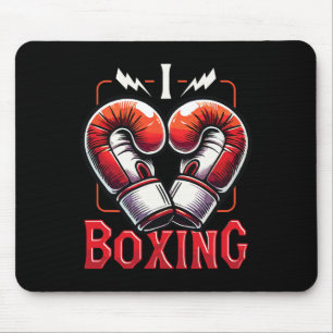 Mousepad Adoro Boxing Vermelho Luvas Coração Bo