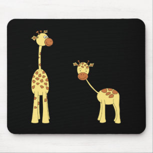Mousepad Adulto e girafa do bebê. Desenhos animados