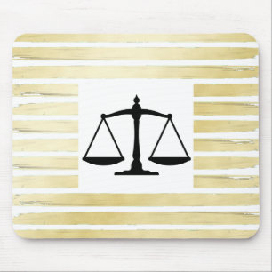 Mousepad Advogado elegante, folha de ouro branco, com reves