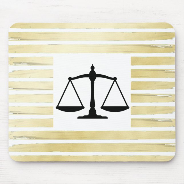 Mousepad Advogado elegante, folha de ouro branco, com reves (Frente)