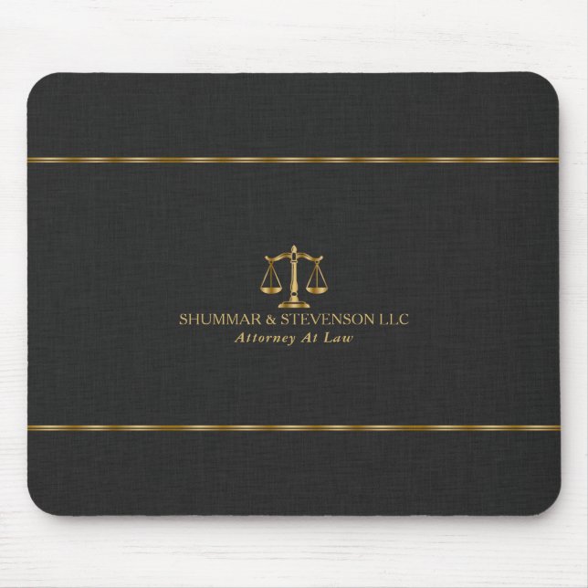Mousepad Advogado - Escala Dourada e Borda em Tecido Preto (Frente)