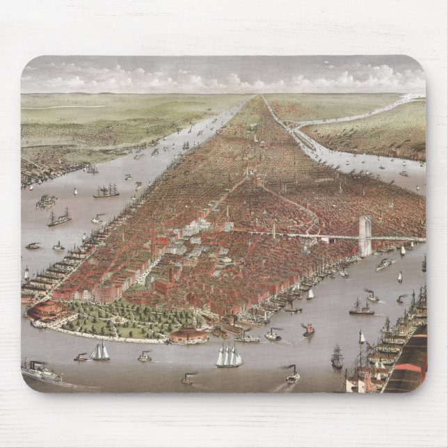 Mousepad Aerial City View of Manhattan, Nova York, EUA (Frente)