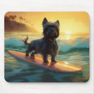 Mousepad Affenpinscher Beach Surfing Painting